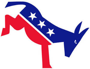 Political Clipart Picture of the Democratic Party's Donkey.