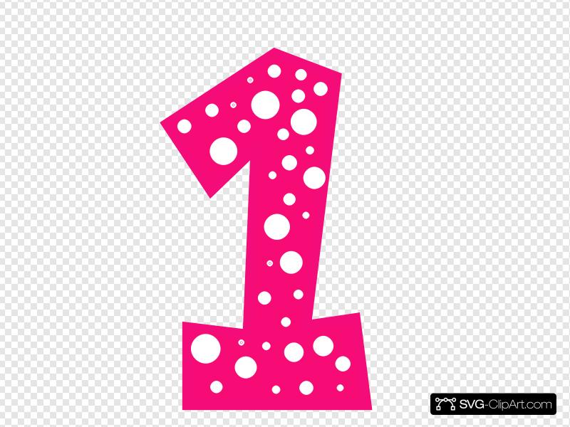 Number 1 Pink And White Polkadot Clip art, Icon and SVG.
