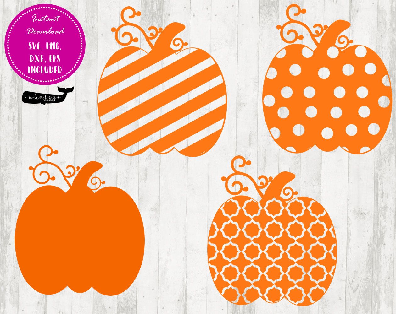 Pumpkin Design SVG Package, Striped Pumpkin, Polka Dot.