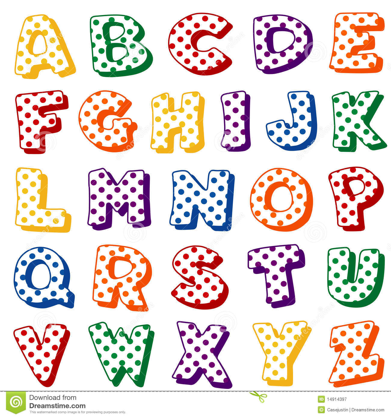 Rainbow Alphabet Clipart Bumper Pack Polka Dot Letter Clipart Polka ...