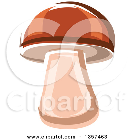 Clipart of a Cartoon Porcini Mushroom.