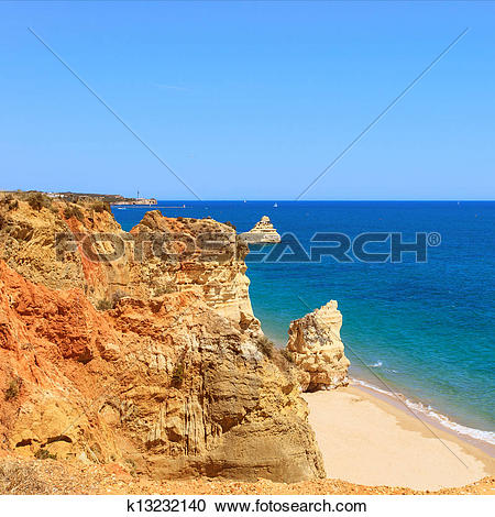 Stock Photography of Rock Beach Praia da Rocha in Portimao.