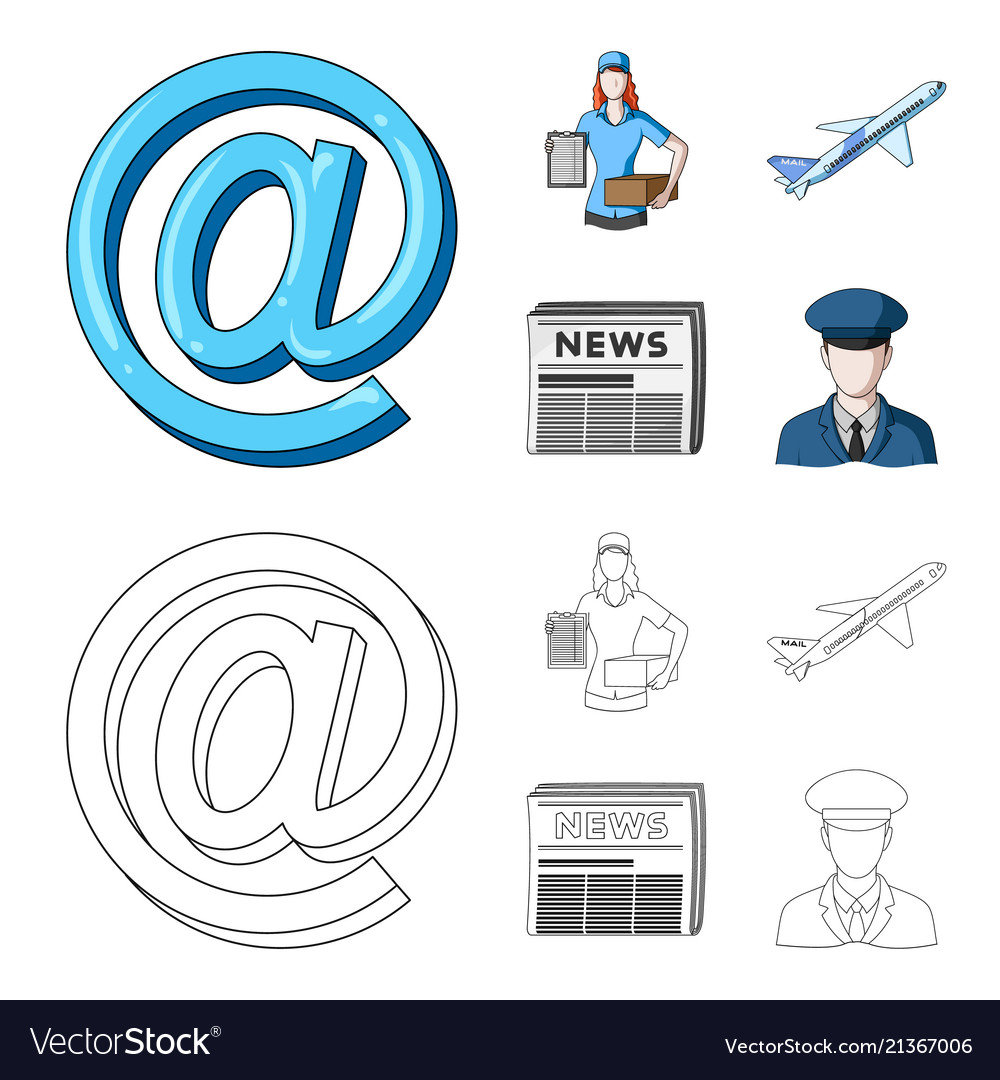 Email symbol courier with parcel postal airplane.