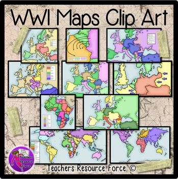 World War 1 maps clipart.