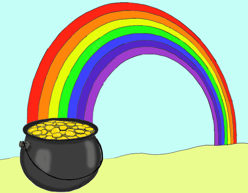 Rainbow And Pot Of Gold.