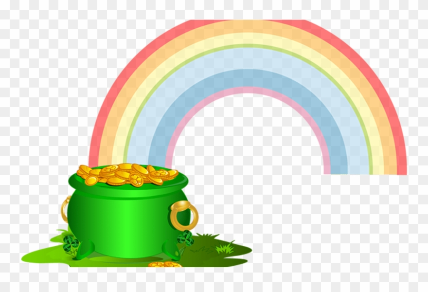 Green Pot Of Gold With Rainbow Png Clip Art Image.