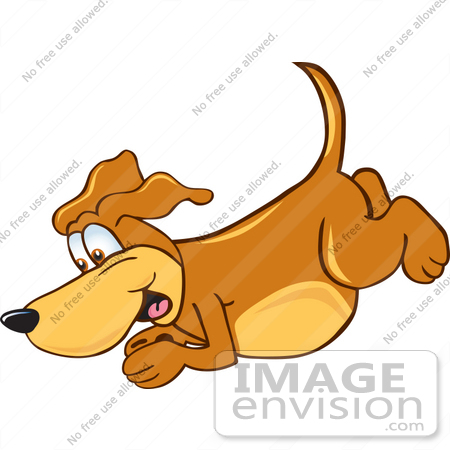 Clip Art Graphic of a Cute Brown Hound Dog Cartoon Character.