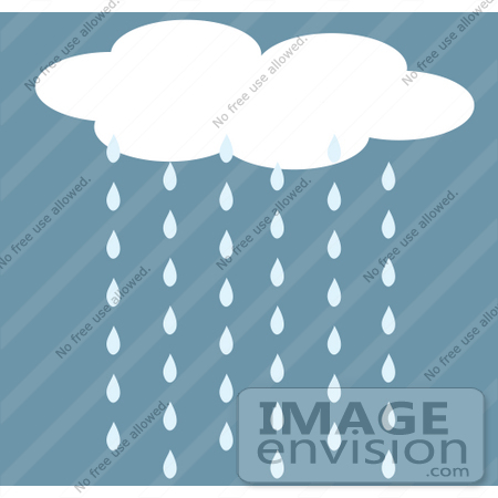 Clip Art Graphic of Rain Cloud Pouring Water Down.
