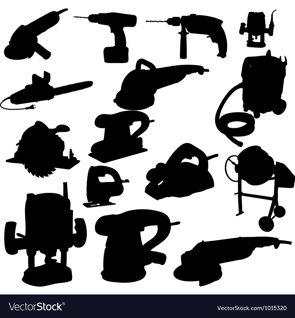 Collection of power tool silhouette.