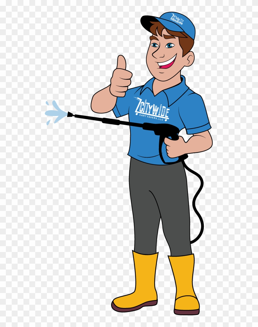 cartoon pressure washing logo