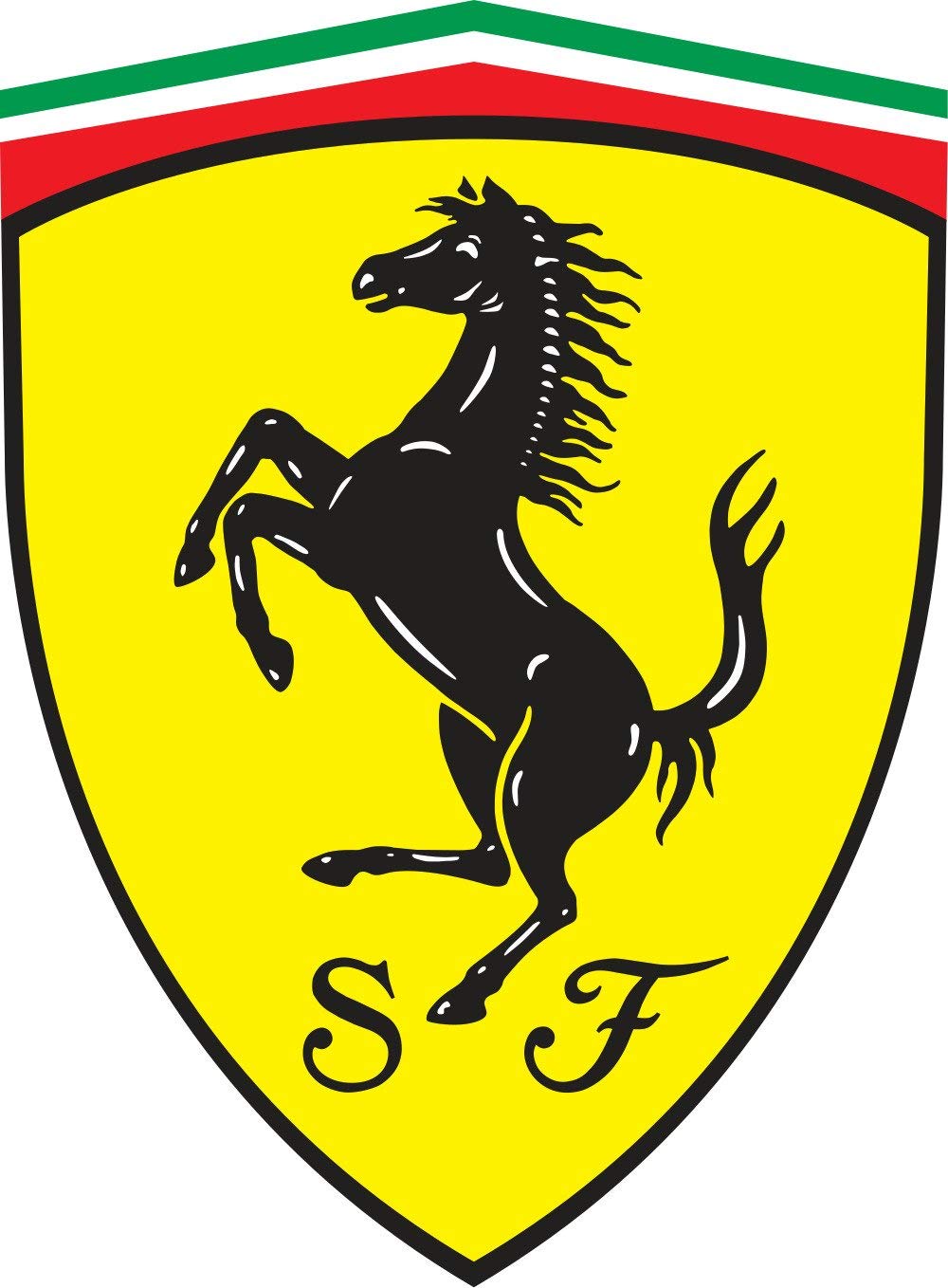 Ferrari Logo Black Prancing Horse Yellow Background Edible.