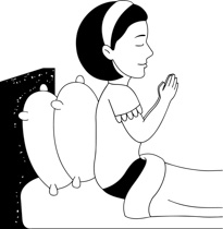 Boy Prayer Black And White Clipart.