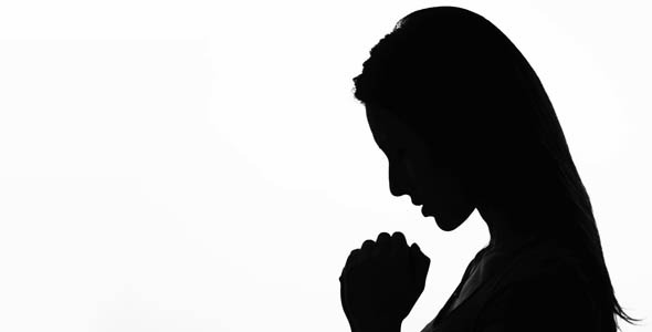 Silhouette Woman Praying.