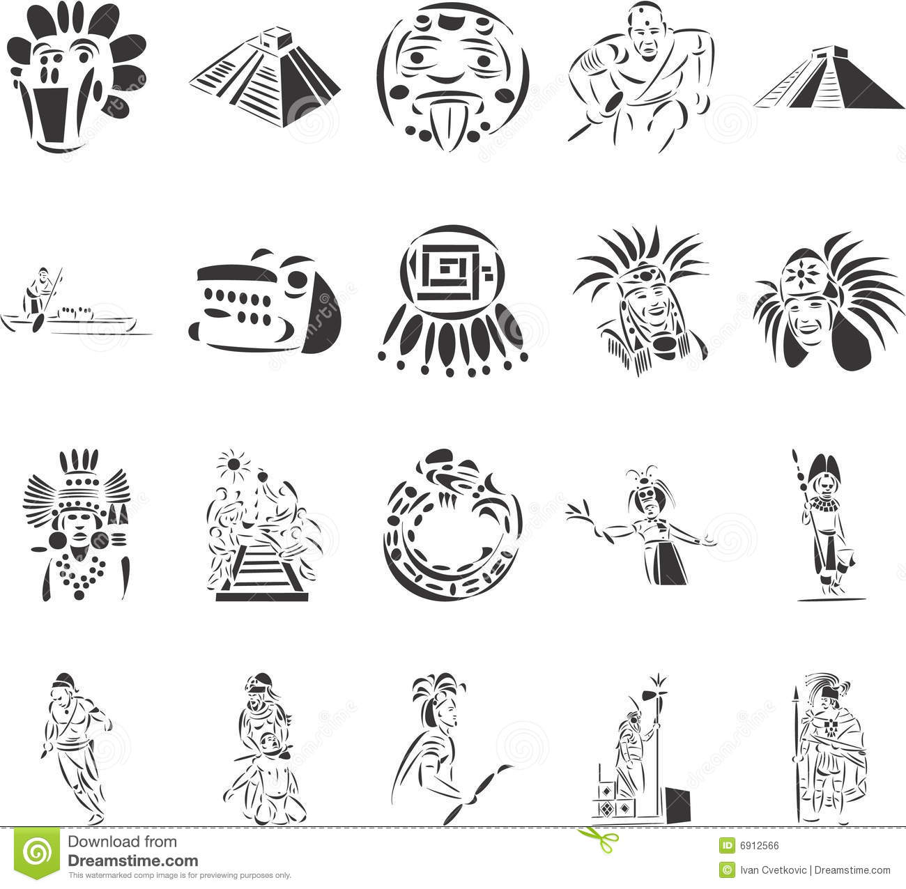 Pre Columbian Stock Illustrations.