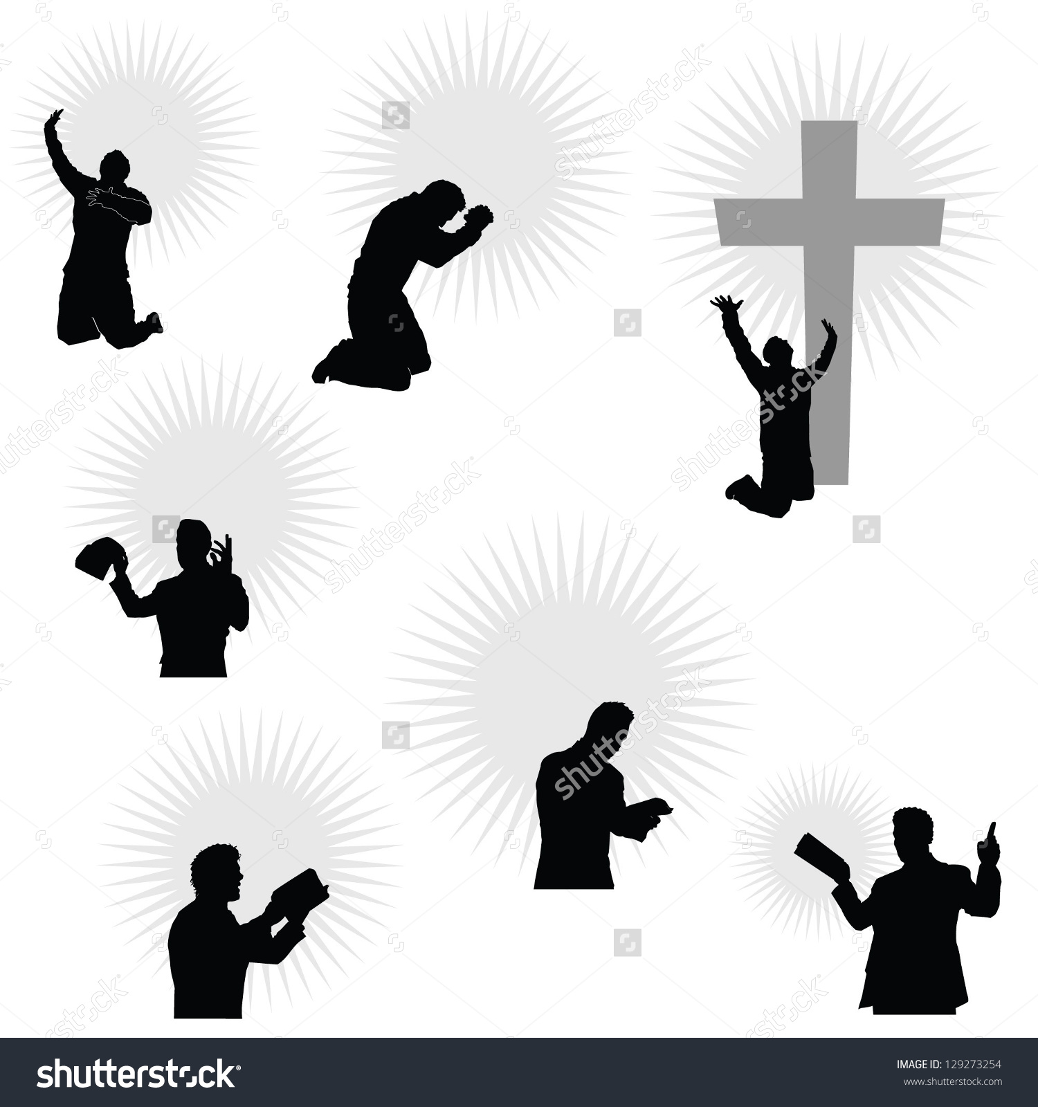 Man On His Knees Praying Holding Stock Vector 129273254.