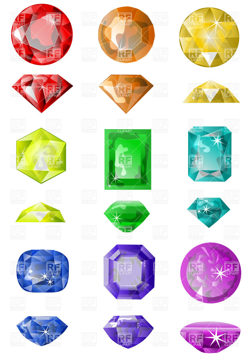 Set of colorful precious stones Vector Image #25643.