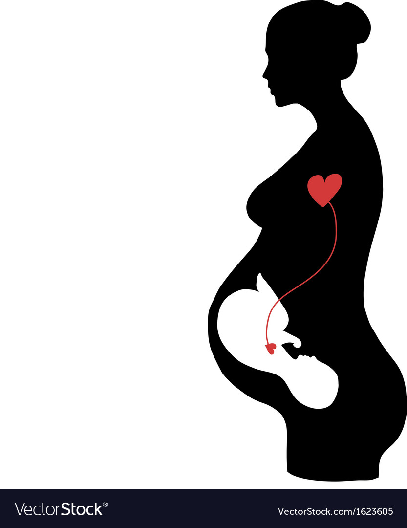 Silhouette of pregnant woman with baby inside.