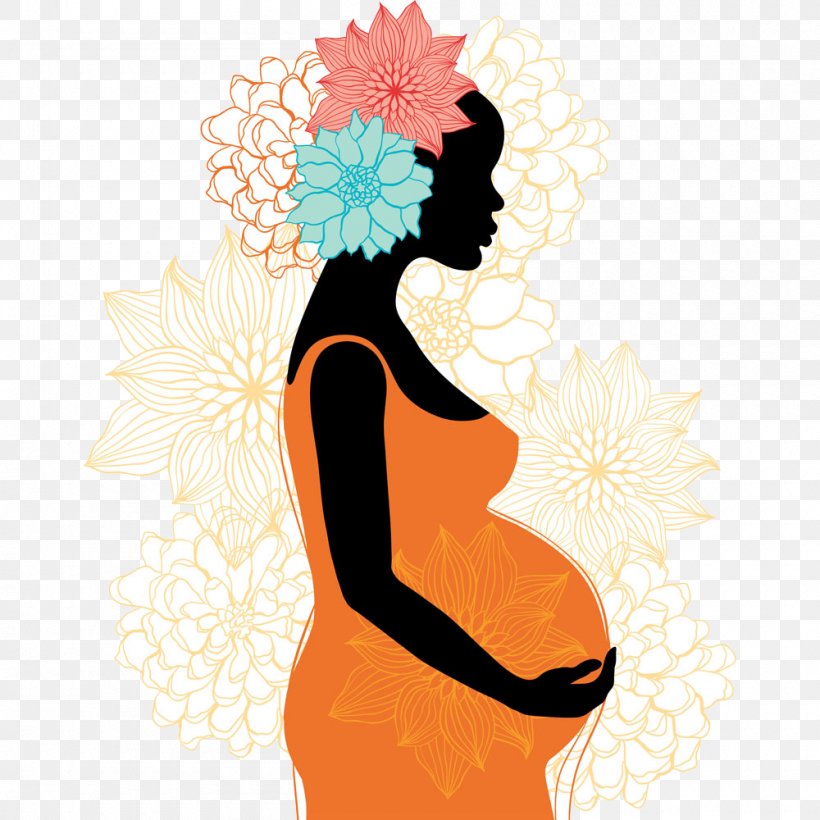 Pregnancy Silhouette Woman Clip Art, PNG, 1000x1000px.