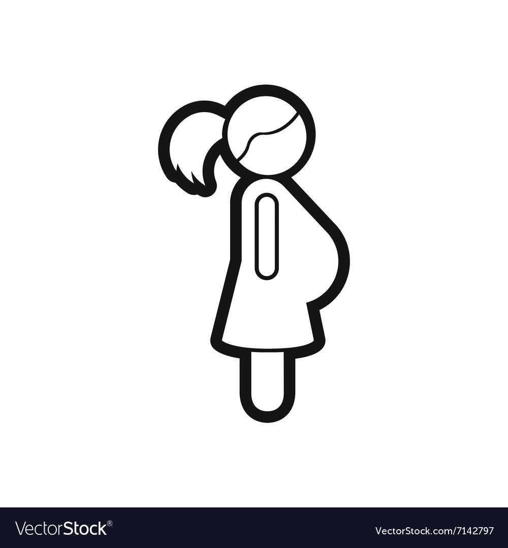 Stylish black and white icon pregnant woman vector image.