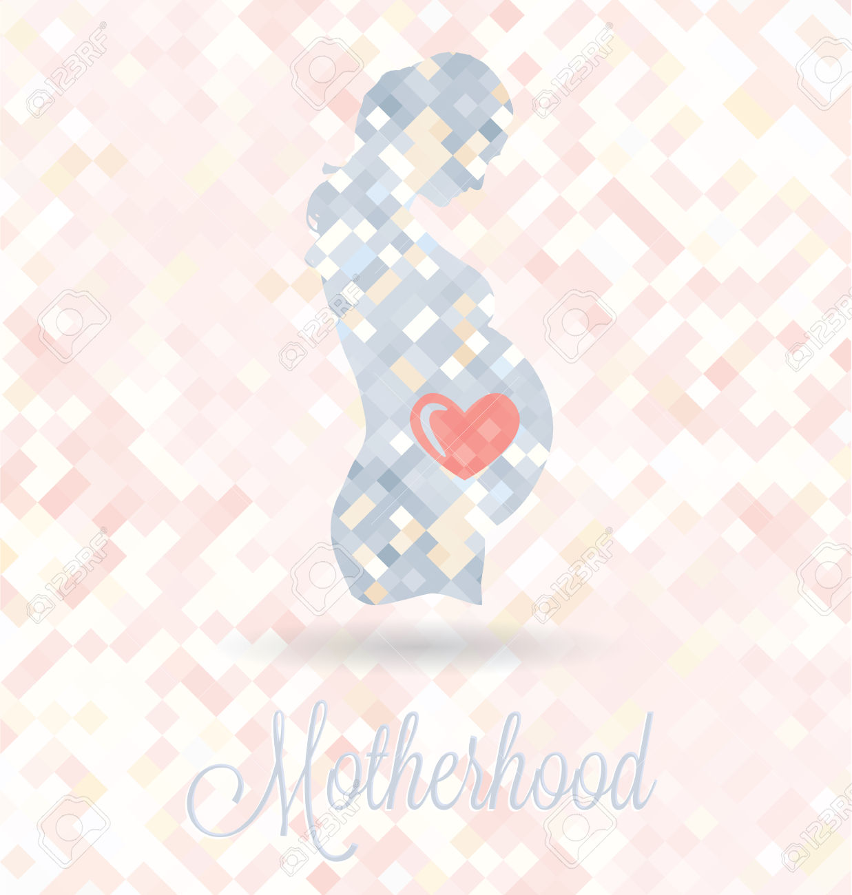 Pregnant Woman With Heart In Belly Motherhood Vector Royalty Free.