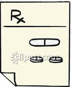Pills Drawn On A Prescription Pad.