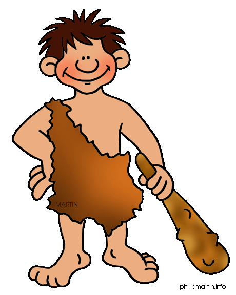 Free Early Human Clip Art by Phillip Martin, Man with Club.
