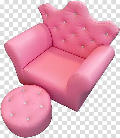 Princess, tufted pink sofa chair with ottoman art.
