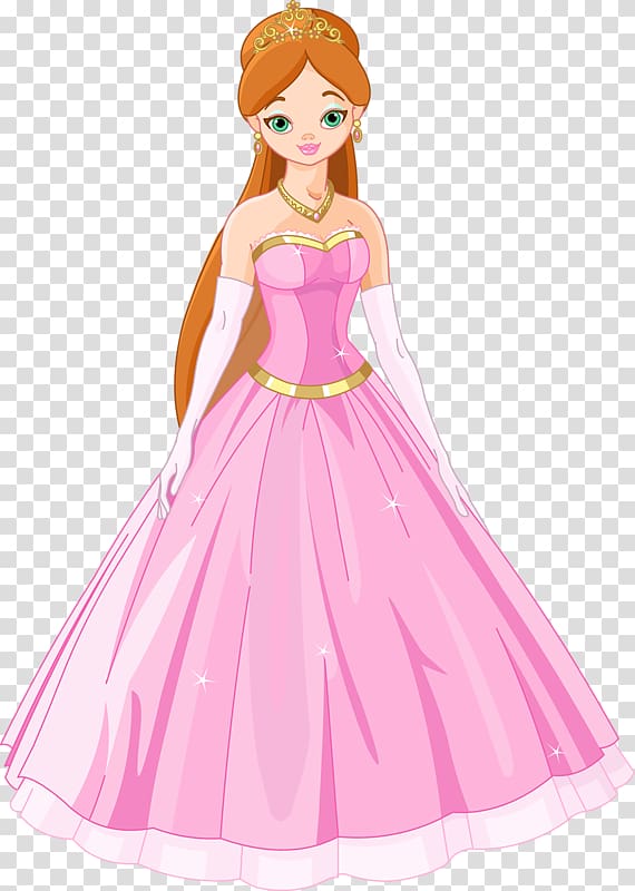 Girl wearing pink dress illustration, Fairy tale Princess.
