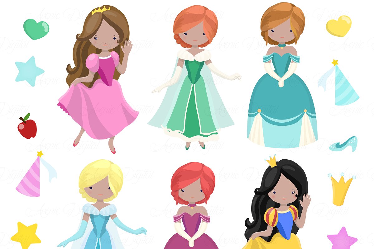 Fairytale Princess Clipart + Vectors.