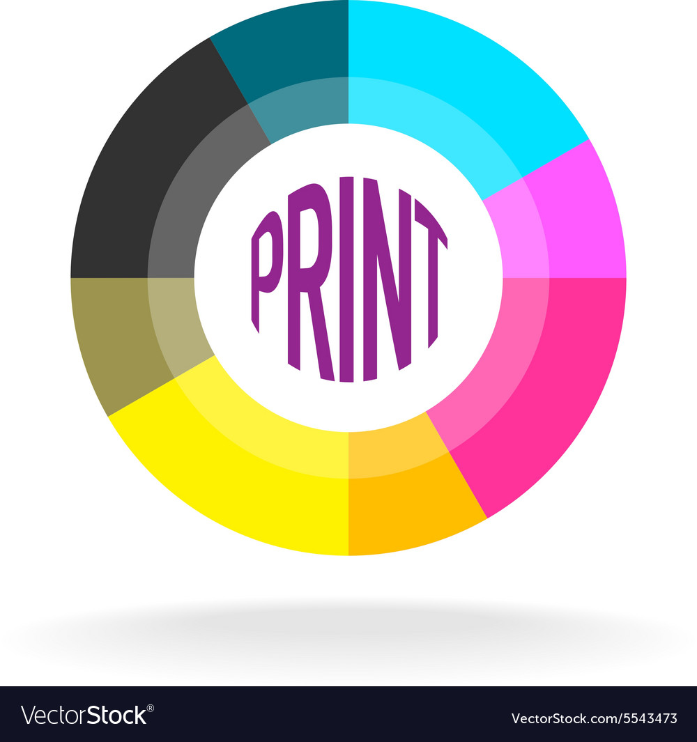 Print shop round logo template.