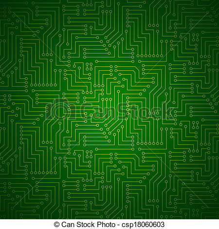 Vector Clipart of Shining Printed Circuit Board.