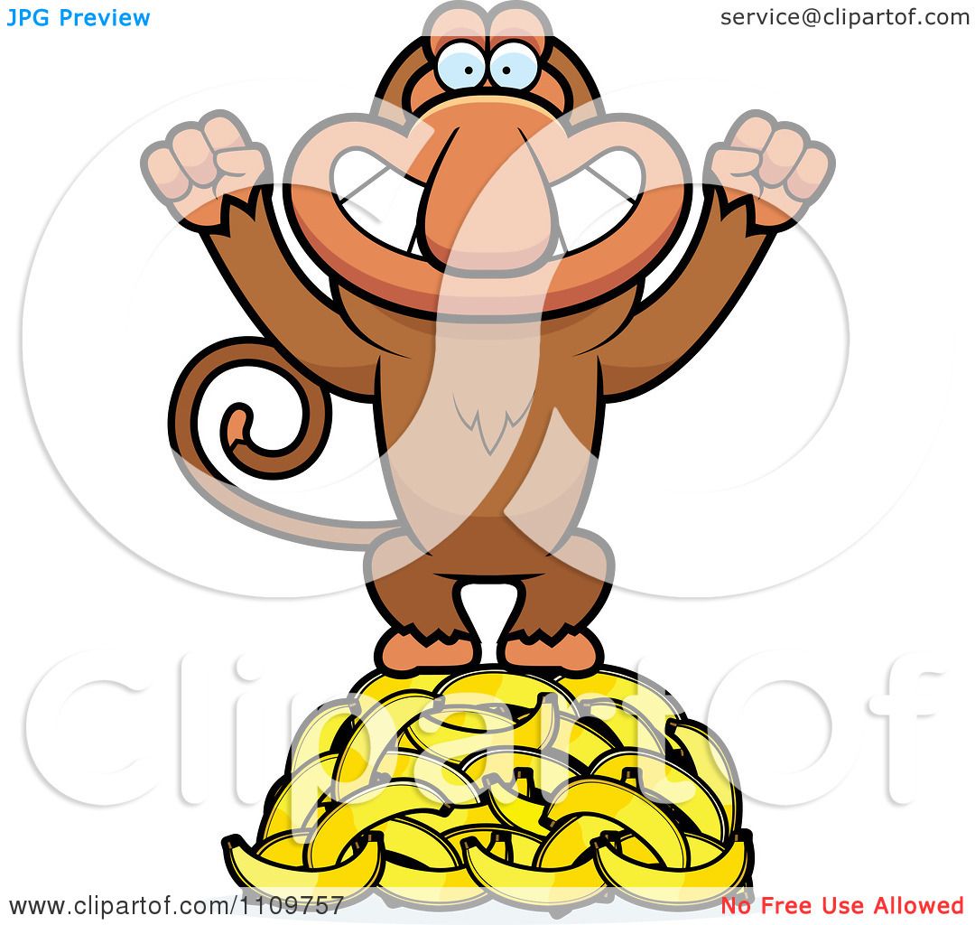 Clipart Proboscis Monkey Standing On Bananas.