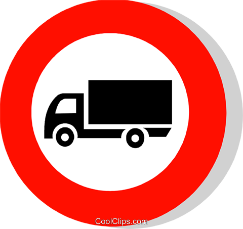 EU traffic sign, lorries prohibited Royalty Free Vector Clip Art.