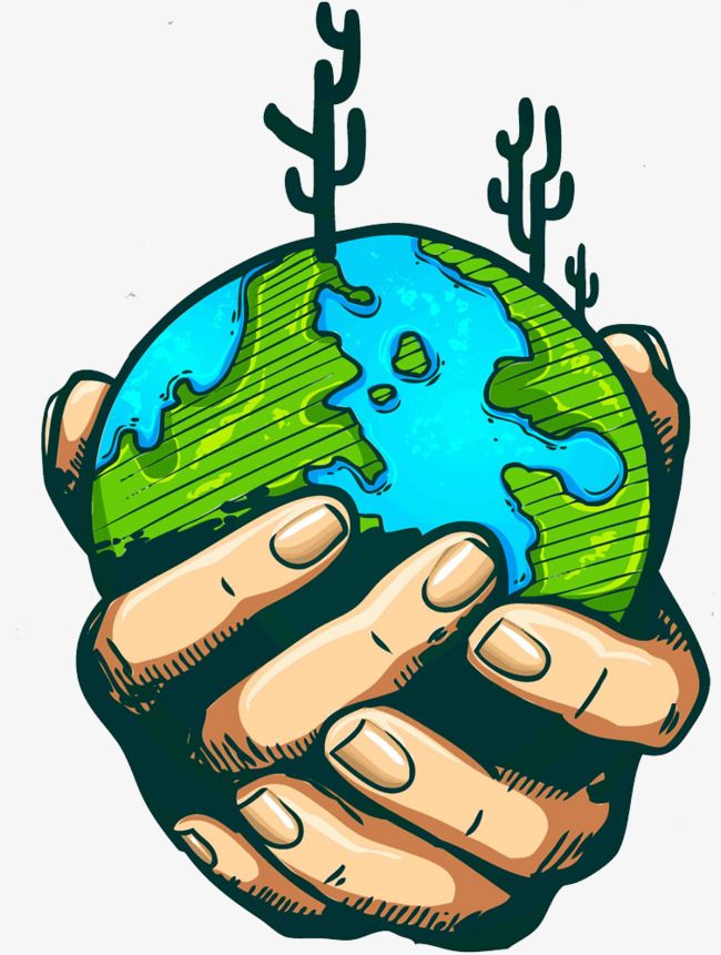 Protect The Earth, Earth Clipart, Cartoon, Hand Painted PNG.