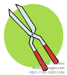 Clipart Image of A Green Circle and a Set of Pruning Shears.