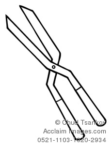 Clipart Image of Black and White Pruning Shears.