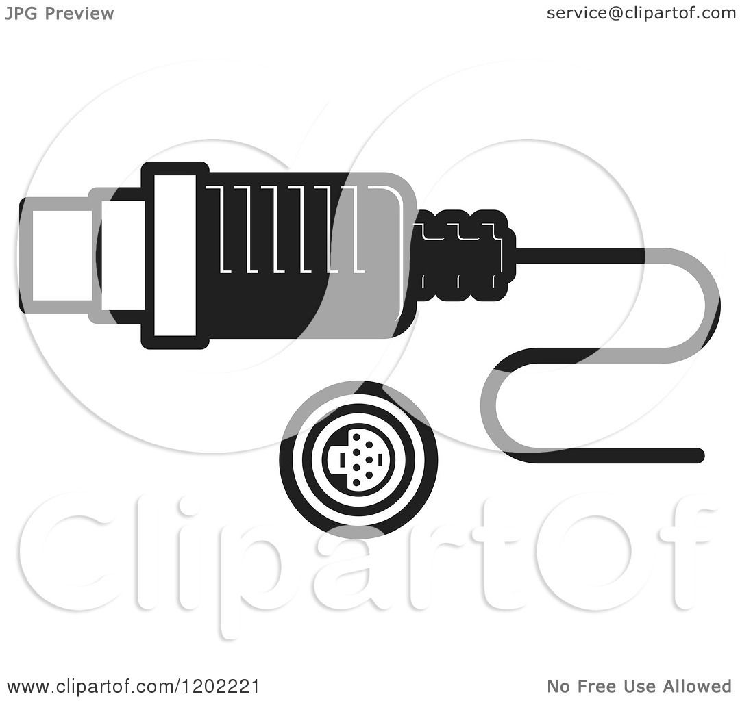 Clipart of a Black and White Computer Ps2 Socket Icon.