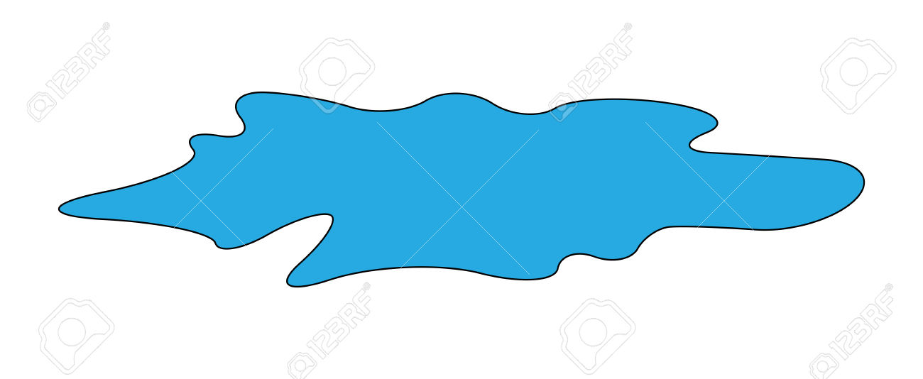 Puddle Of Water Spill Clipart. Blue Stain, Plash, Drop. Vector.