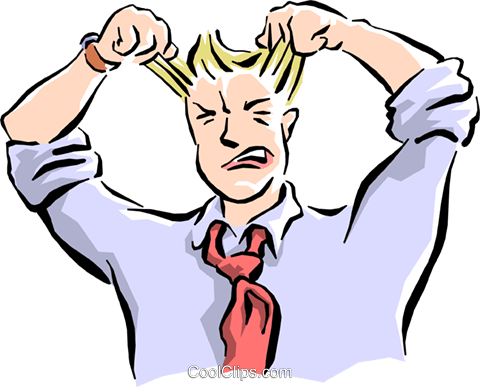 man pulling his hair out Royalty Free Vector Clip Art.
