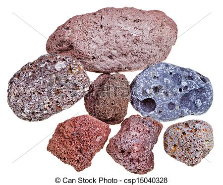 Stock Photo of porous pumice stones isolated on white background.