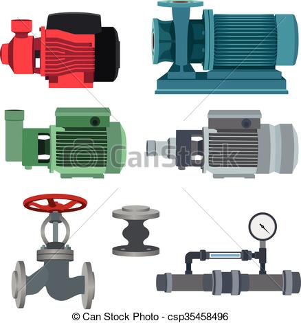 Clip Art Vector of Tanks and Valves.