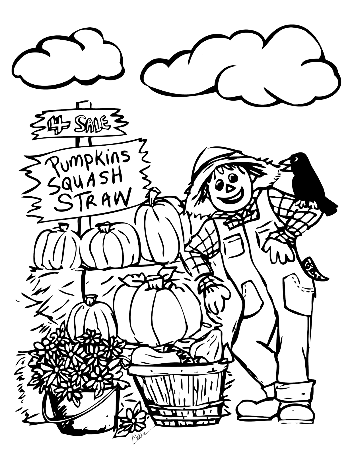 Pumpkin Patch Coloring Page.