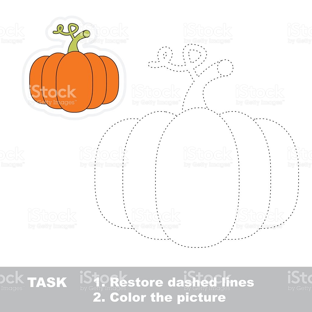 Vector Trace Game Orange Pumpkin To Be Traced stock vector art.