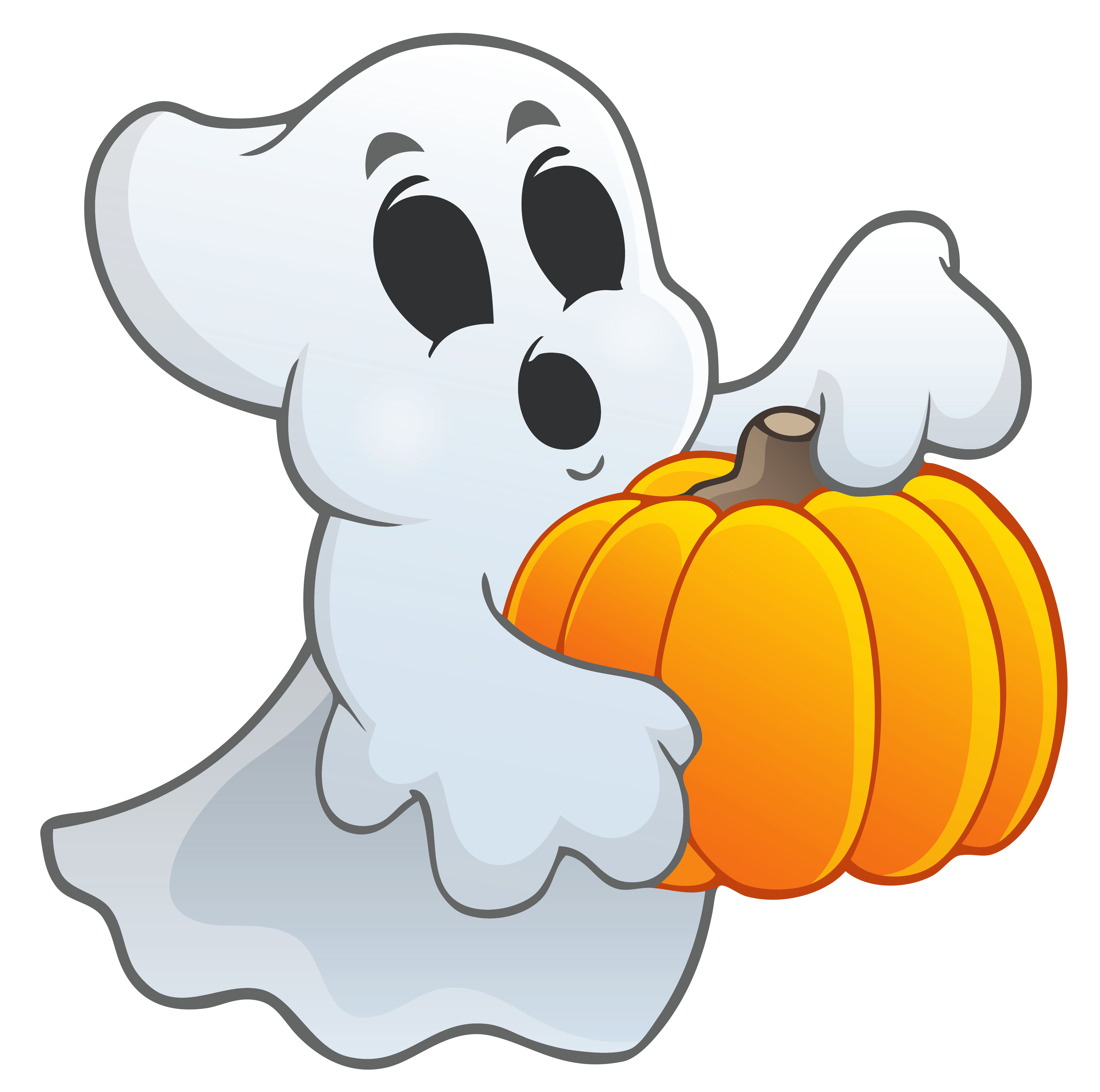 Halloween Ghost with Pumpkin PNG Picture.