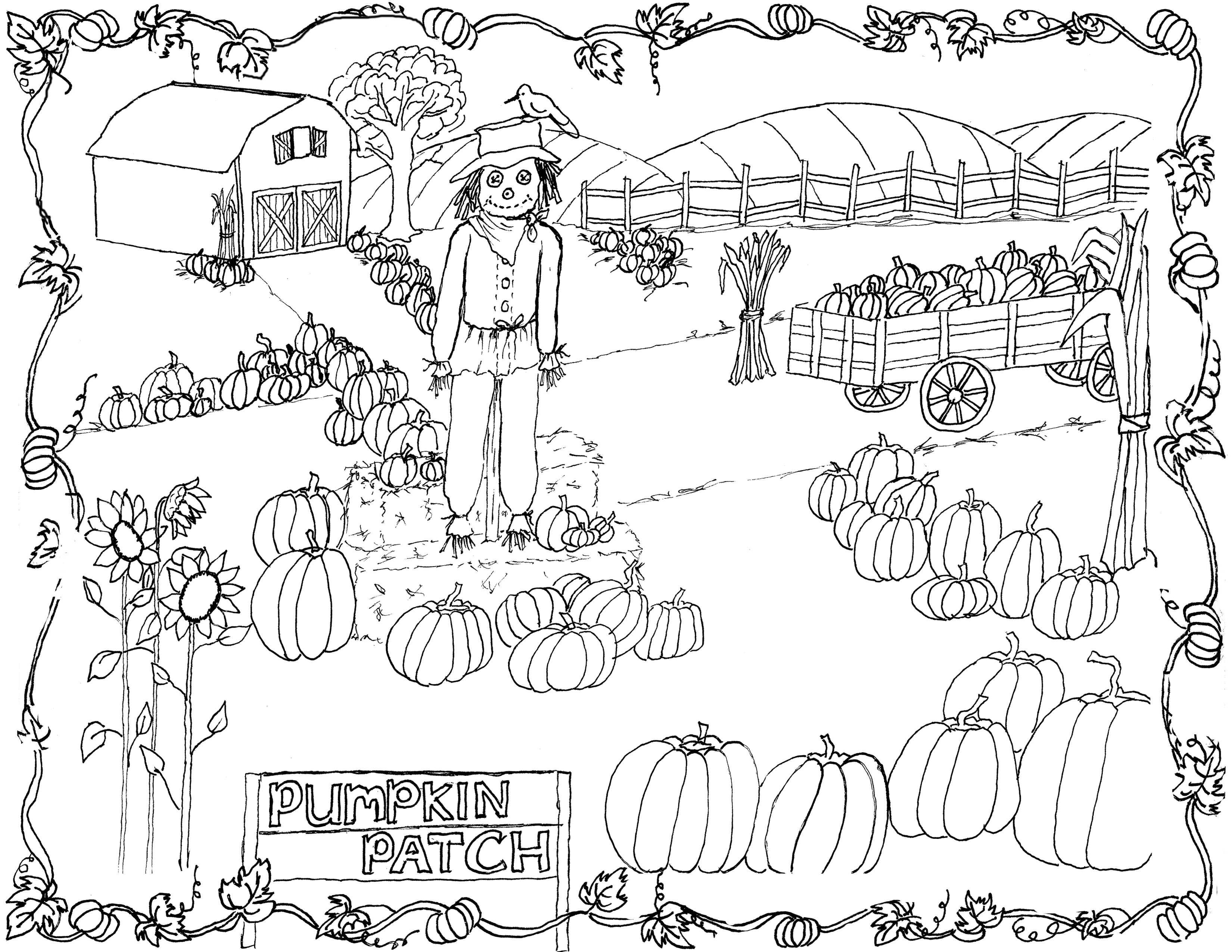 Pumpkin Patch Coloring Page Printable!.