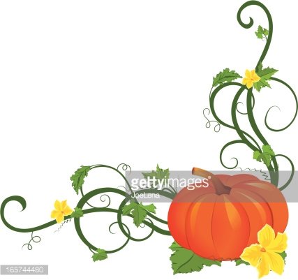 Pumpkin Vine Border premium clipart.