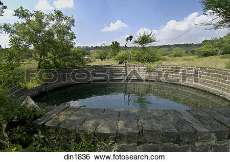Stock Images of Large well close up at Ralegan Siddhi near Pune.