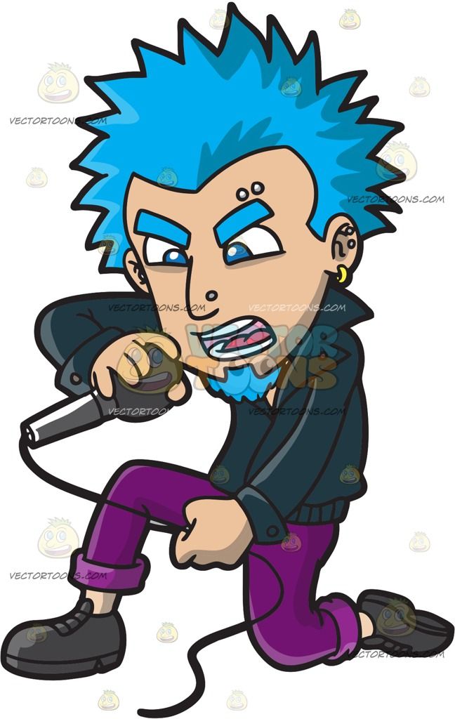 A Punk Rock Singer With Blue Hair : A man with spiky blue.
