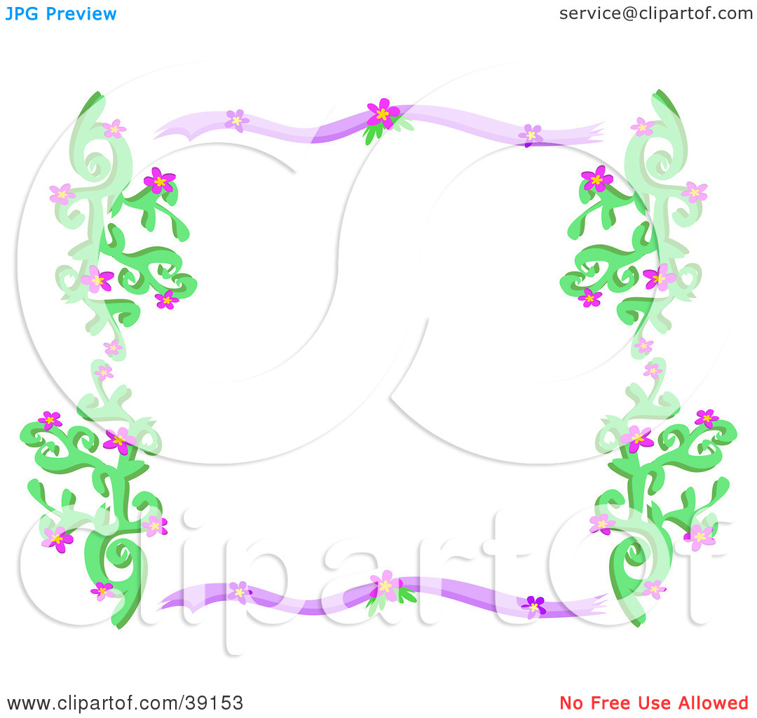 Clipart Illustration of a Purple And Green Border Of Vines And.