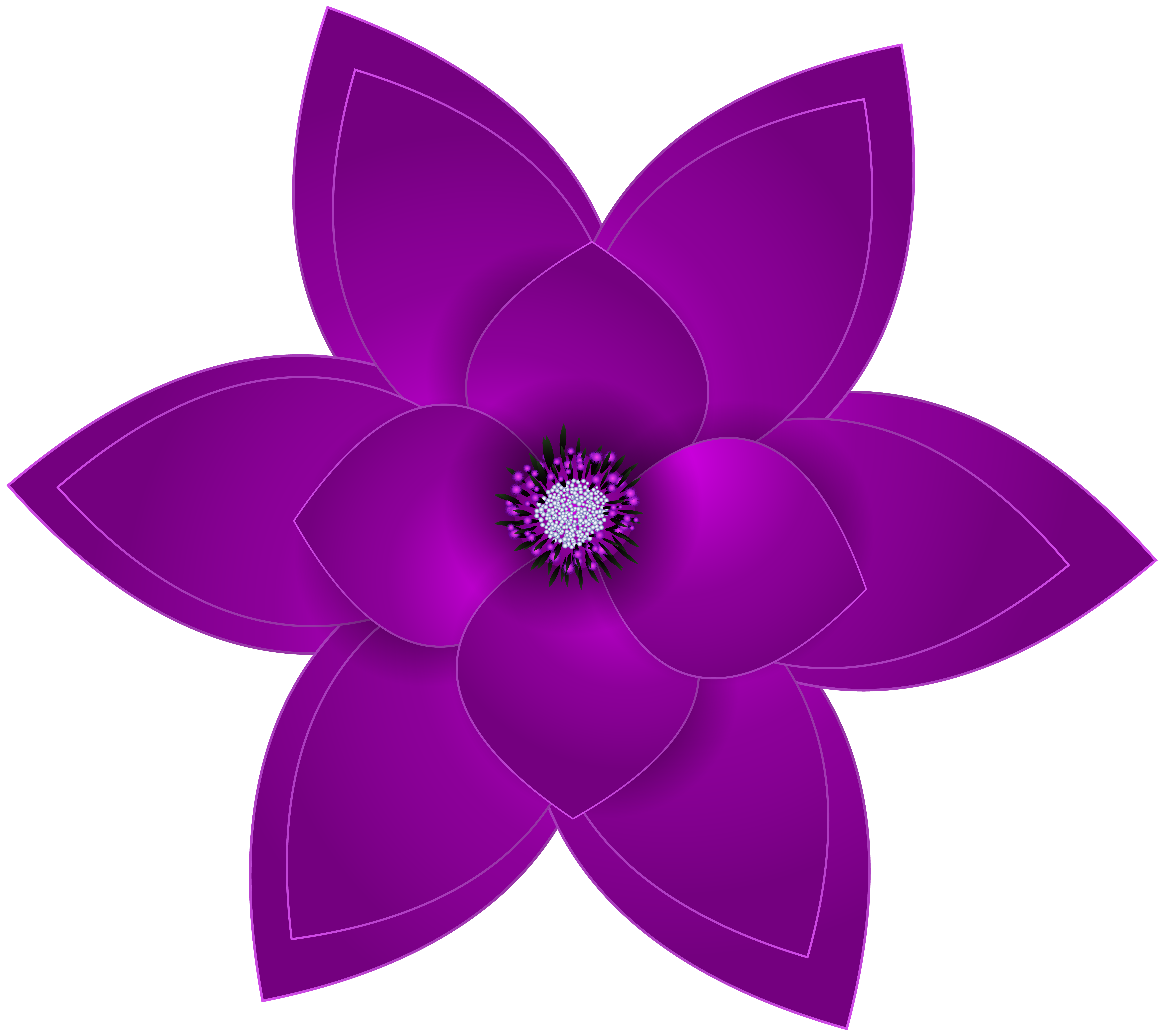 Purple Deco Flower Transparent PNG Clip Art Image.